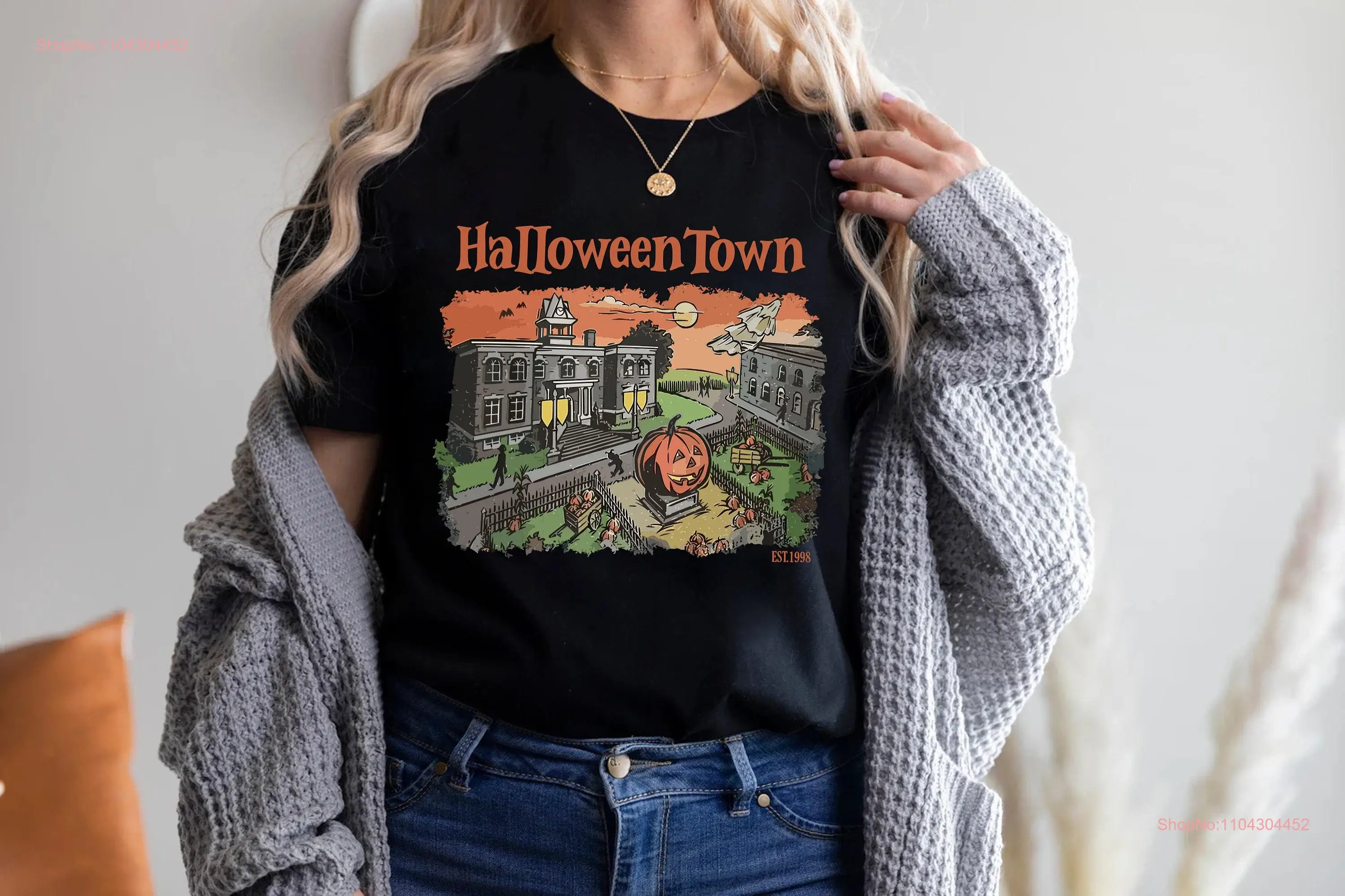 Футболка HalloweenTown EST 1998 сезон Хэллоуина страшная футболка с тыквой осенняя