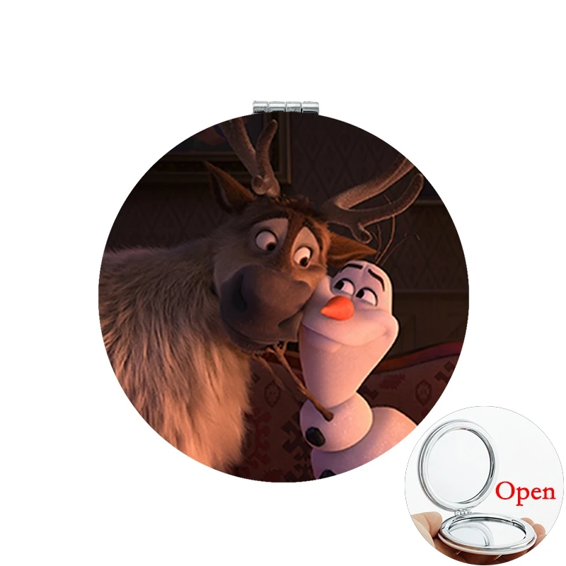 

Disney Funny Sven And Olaf Cartoon Moive Pocket Mirror Trendy Women's Home Makeup Tools Accessories 65MM Folding RT70