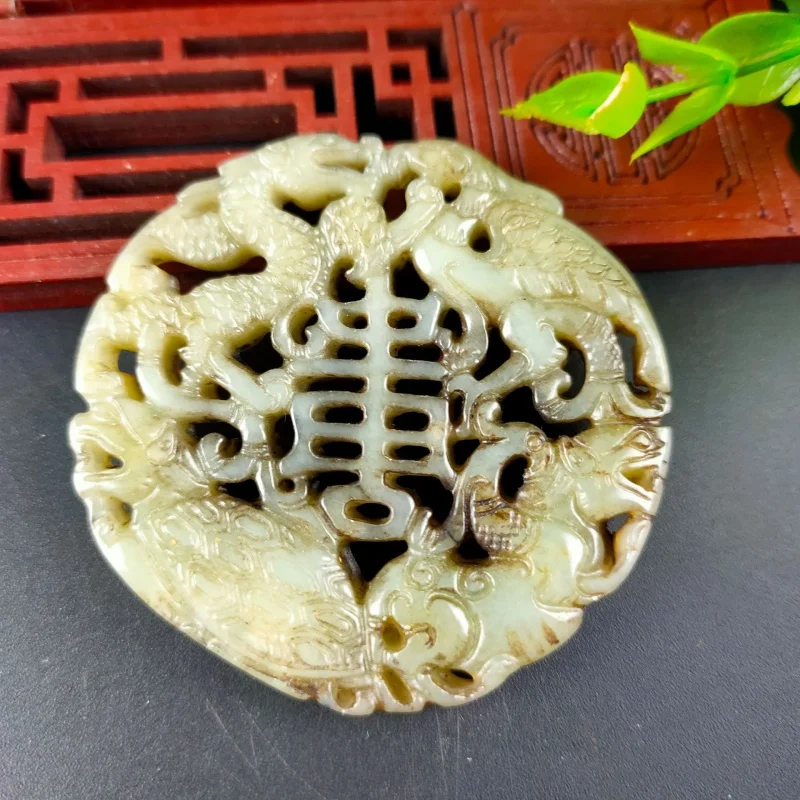 Старинные разнообразные антикварные Имитационные войны ханьские поделки Xiuyan Нефритовый рваный Gaogu нефритовый пустотелый четырехзвёздочный персонаж Shou Нефритовый