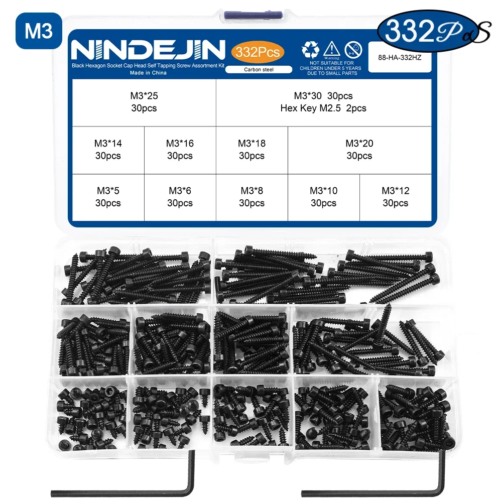 

Набор саморезов NINDEJIN из углеродистой стали M2 M2.6 M3 M3.5 M4