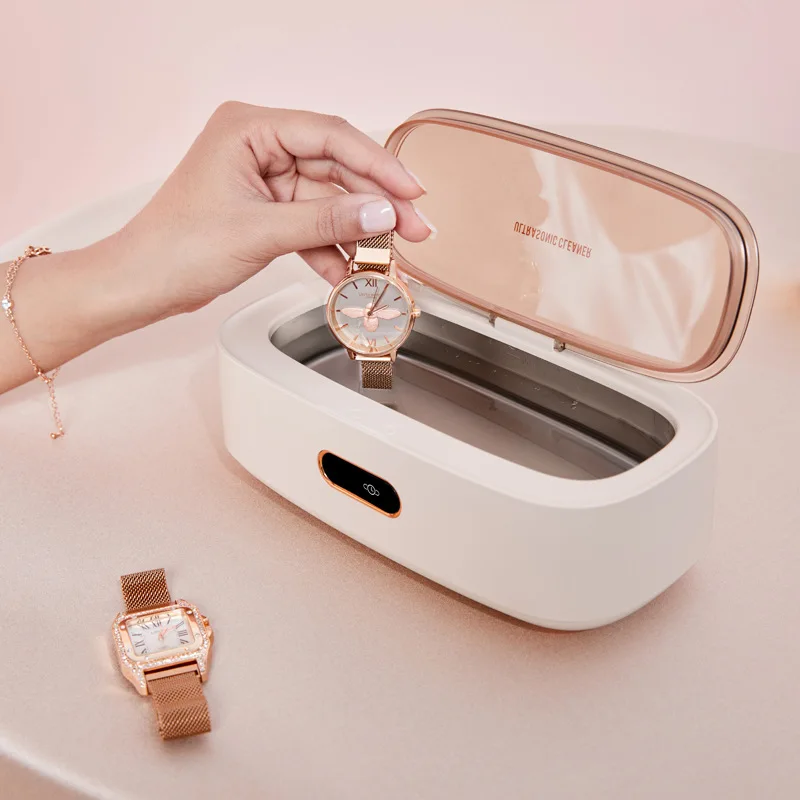 

Портативная Ультразвуковая мини-машинка для мытья очков ювелирных изделий часов пятен Ультра звуковой очиститель бытовой инструмент 12 В