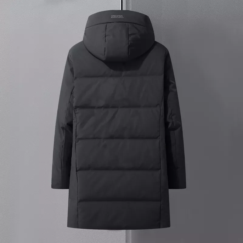 2022New Men's Thick Warm Mid-length Down Jacket Fashion Casual Hooded White Duck Down Coat Male High Quality Brand Clothing