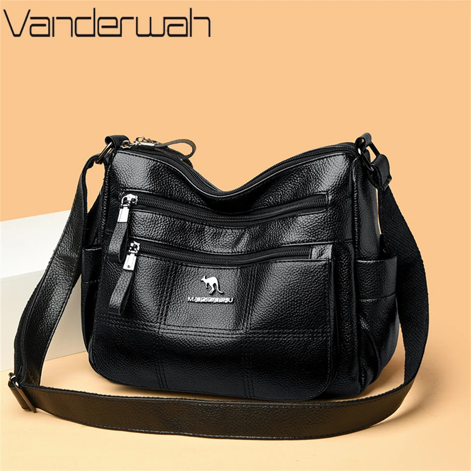 

Soft PU Leather Handbags and Purses Multi-pocket Luxury Designer Ladies Shoulder Crossbody Bag High Quality Brand Messenger Sac
