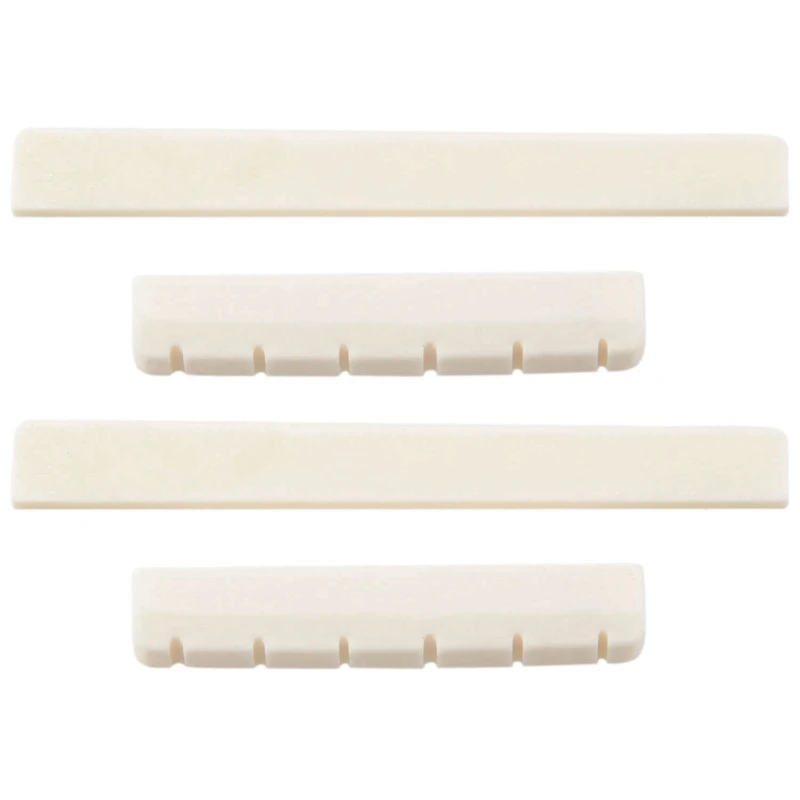 

2X White Guitar Parts 6 String Classical Guitar Bone Bridge Saddle And Nut Set