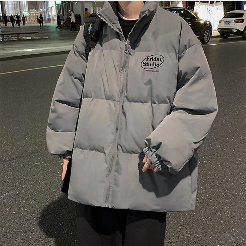 

Hsa Men Knitted Down Jacket Couple Winter Oversized Windbreaker Streetwear Solid Thicken Warm Hipster Puffer Jackets Parkas