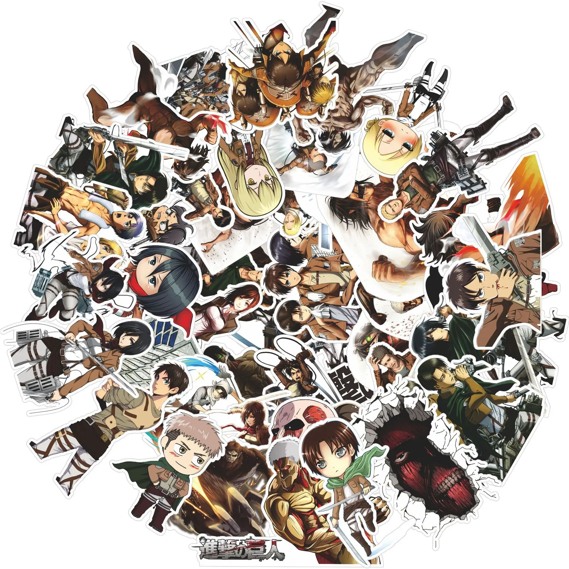 

50pcs Attack on Titan DIY Stickers Helmet Skateboard Account Stickers Cute Anime Stickers Waterproof Kawaii Sticker Pack