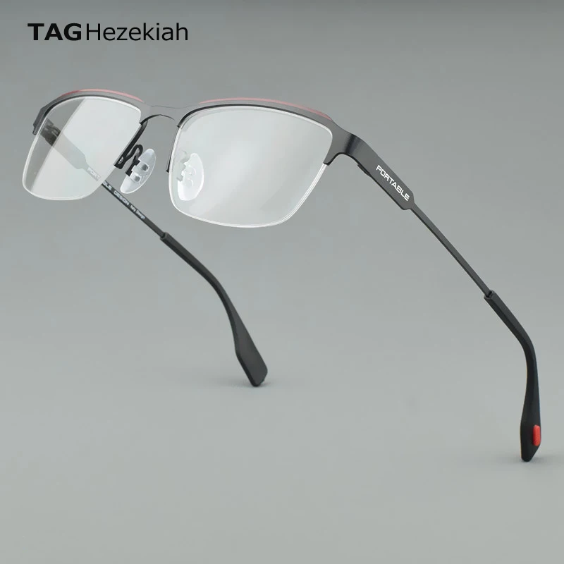 Бирка Hezekiah титановые Полуободковые очки модная крутая оправа для очков