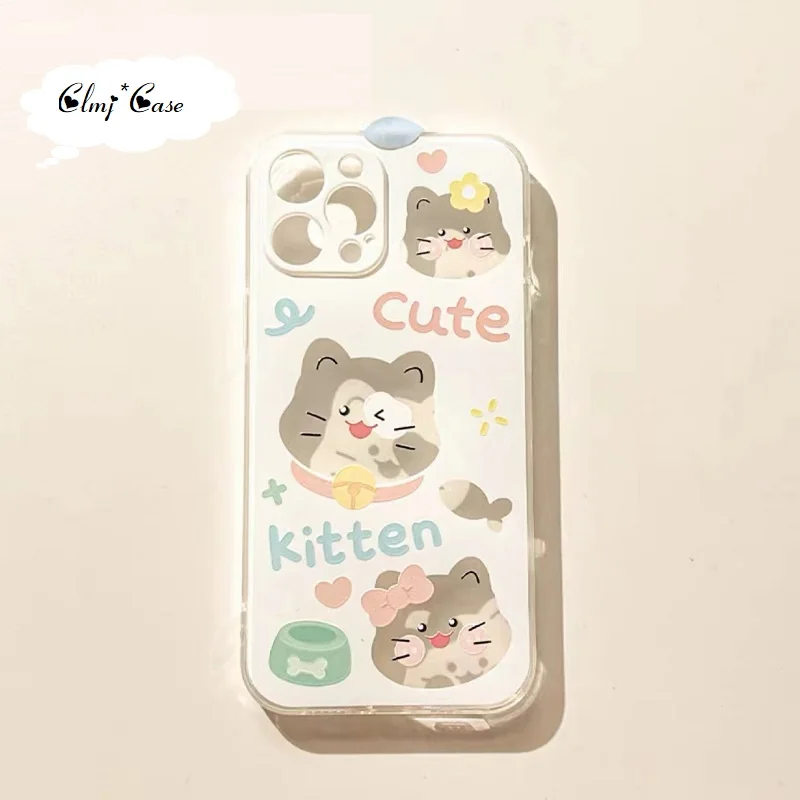 Clmj Симпатичный чехол для телефона Cat Kitten iPhone 11 Pro 13 Mini 12 14 Plus 7 8 XR X XS Max Se 2020 Мягкий