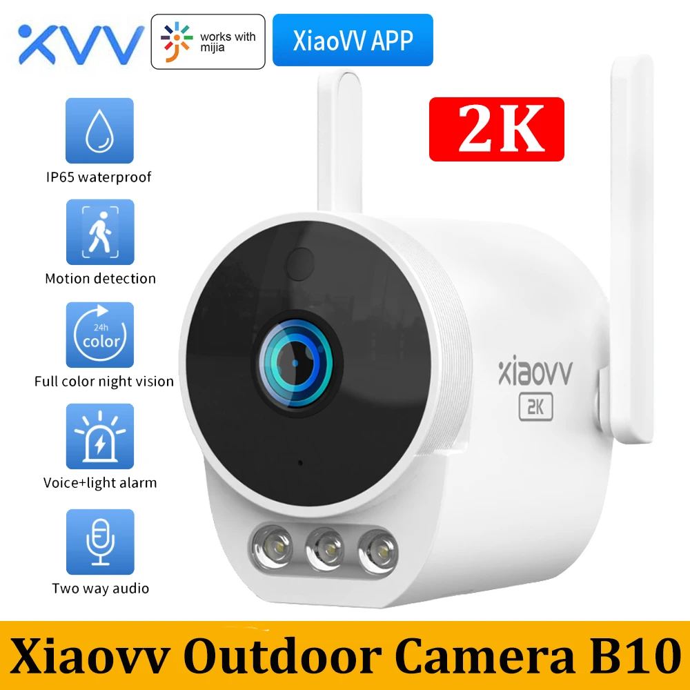 

Умная камера наружного видеонаблюдения Xiaovv B10 2K Pro, 150 °, Wi-Fi