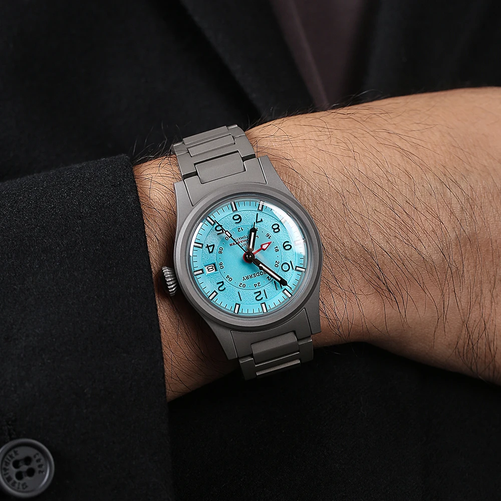 Фото Boderry LANDMASTER GMT полевые часы для мужчин титановые автоматические спортивные наручные часы для дайвинга 100 м водонепроницаемые №4