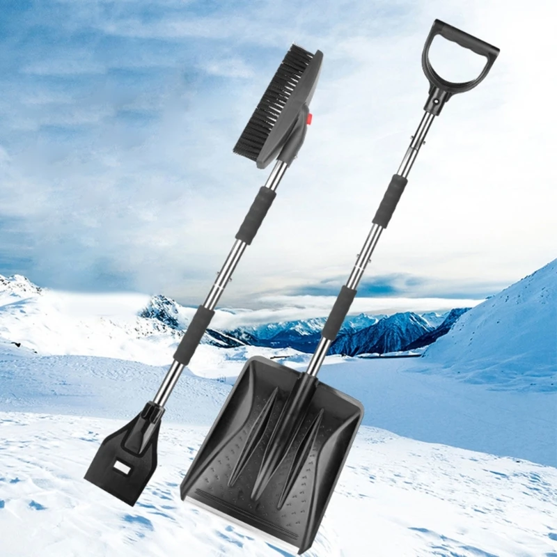 

3-in-1 Ice Scraper & Snow Brush Snow Shovel- No Scratch with Soft Bristle for Frost Remover Windshield Window Cleaning