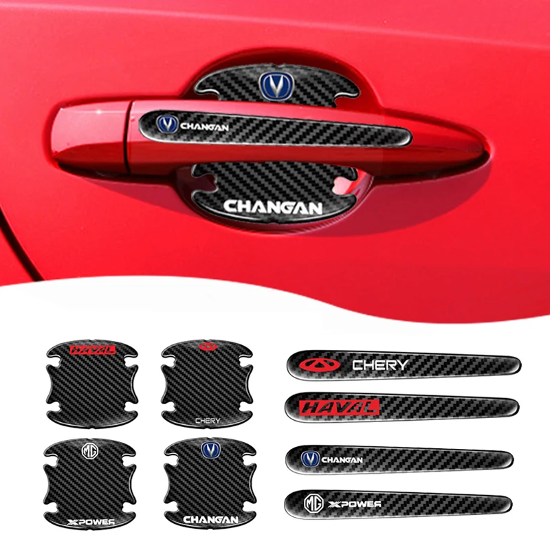 

8pc Car Carbon Fiber Door Handle Protection Sticker for Abarth 595 500 Competizione Carbono Aleron Punto Evo Car Accessories