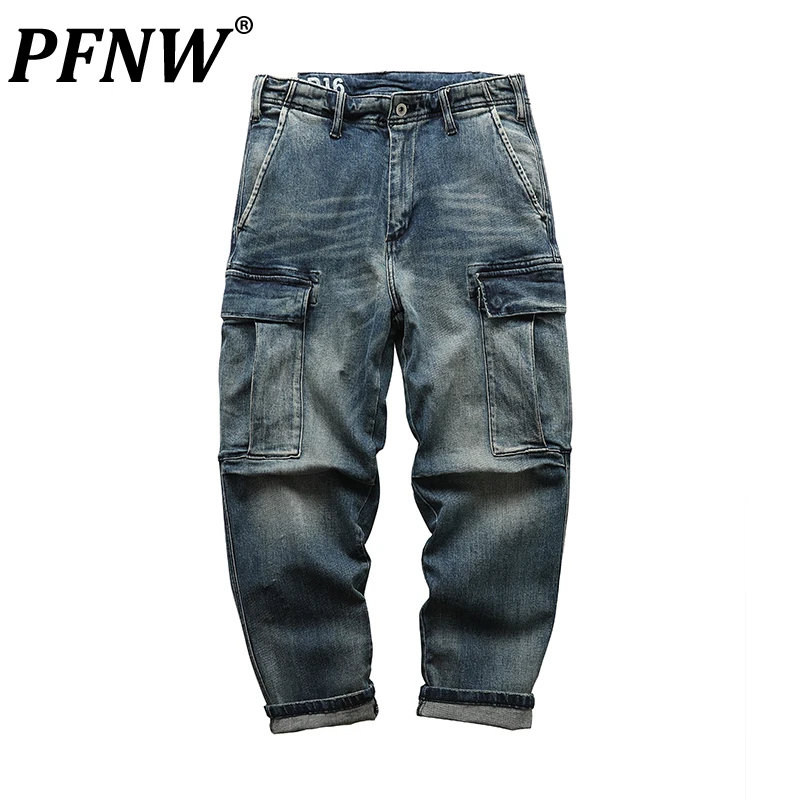 

PFNW Spring Autumn New Men's High Street Fashion Outdoor Jeans Heavy Weight Loose Straight Handsome Stretch Denim Pants 12A7649