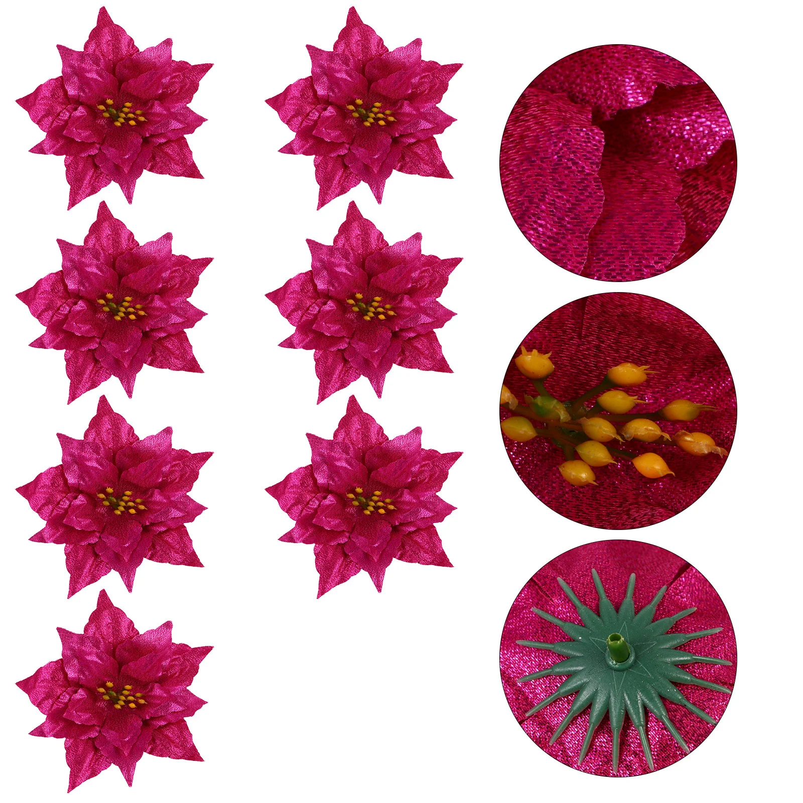

Christmas Flowers Poinsettia Flower Tree Glitter Artificial Decorations Decor Ornamentswreaths Decorative Fakeornament Silk