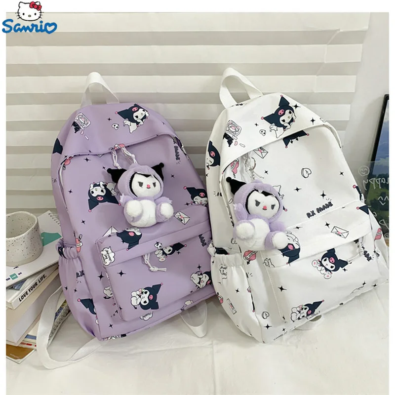 

Новый школьный ранец Sanrio Kuromi, милый рюкзак для учеников младшей и старшей школы, Женский вместительный рюкзак на плечо