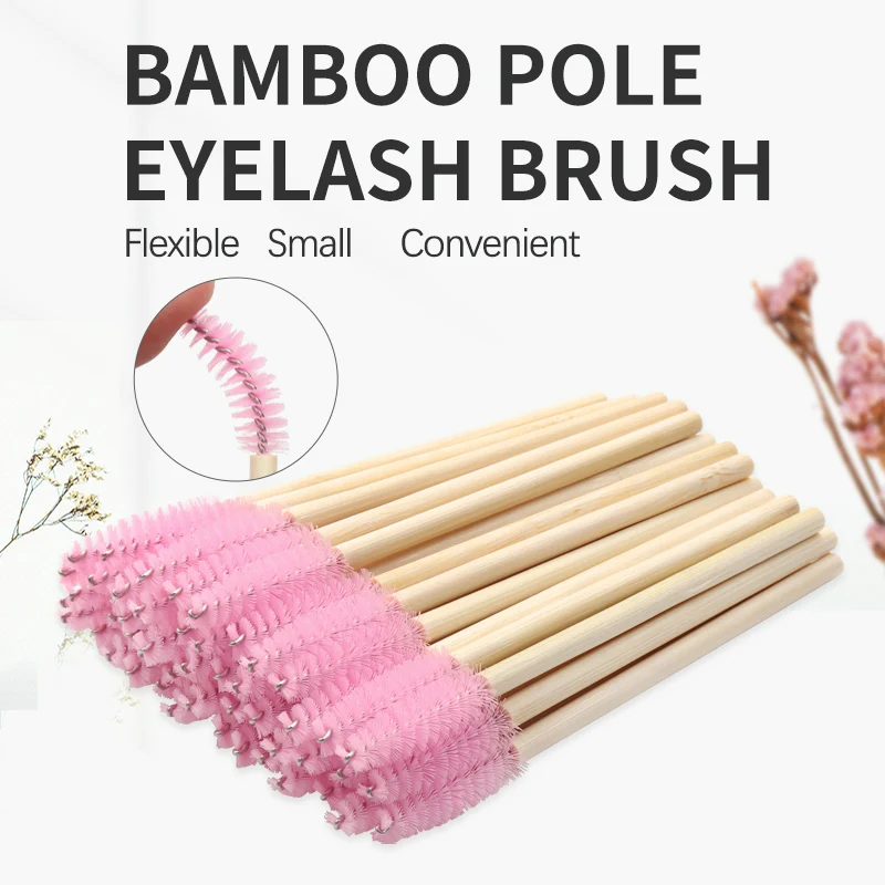 

100 Pcs Disposable Eyebrow Brush Bamboo Handle Eyelash Makeup Brush Eyelash Extension Mascara Applicator Makeup Tools