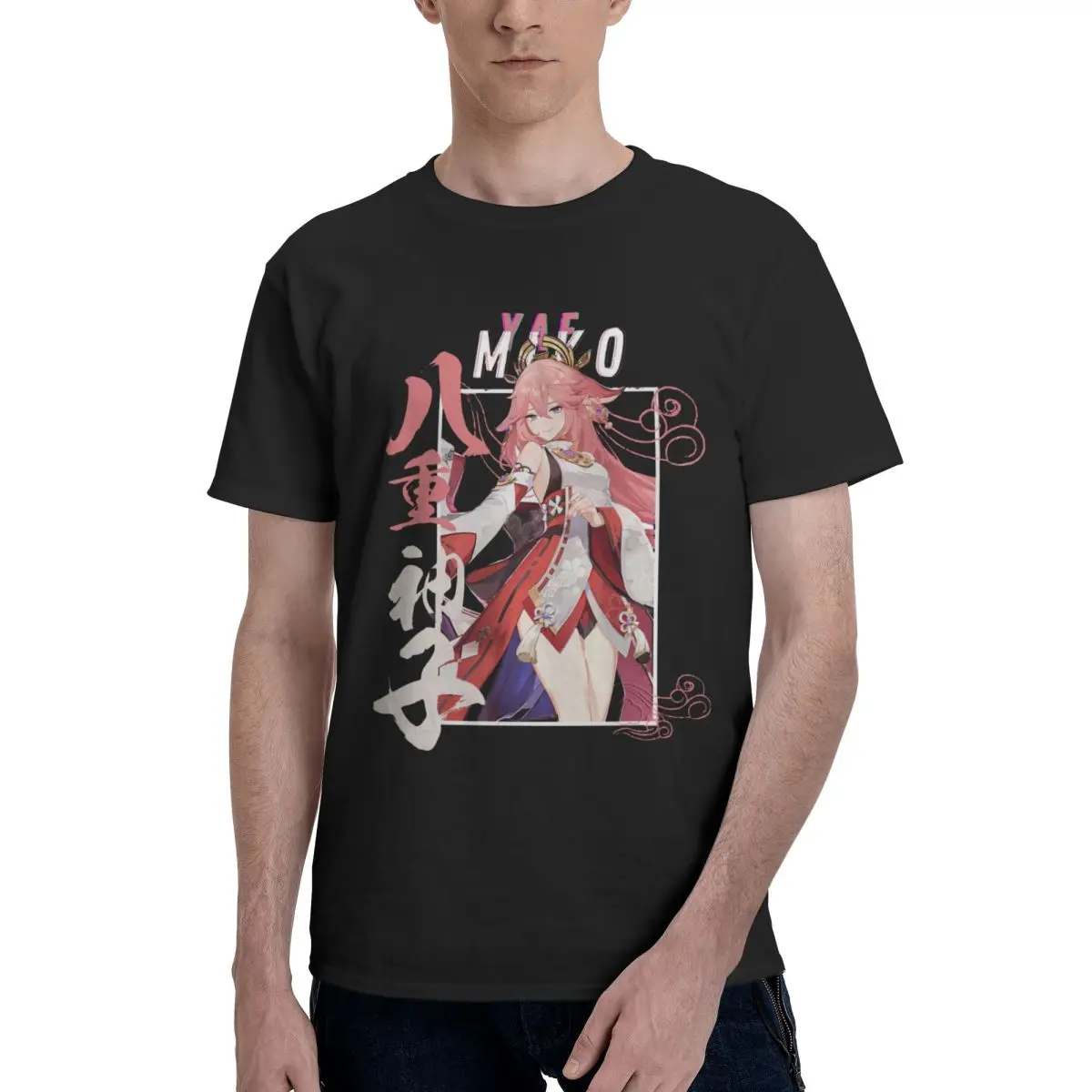 Genshin Impact представляют собой Yae Miko camiseta con cuello redondo Idea para hombres mujeres ropa gráfica Y2K