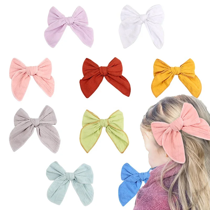 

10pcs/set Solid Baby Girls Hair Clips Hair Accessories Sweet Colth Bowknot Hairpin Princess Barrettes Fashion Kids Headwear New