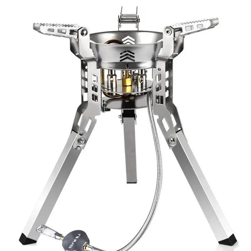 Windproof Camp Stove 6800W High Power Ultralight Windproof Burner Multi-level Firepower Adjustment Stable Support