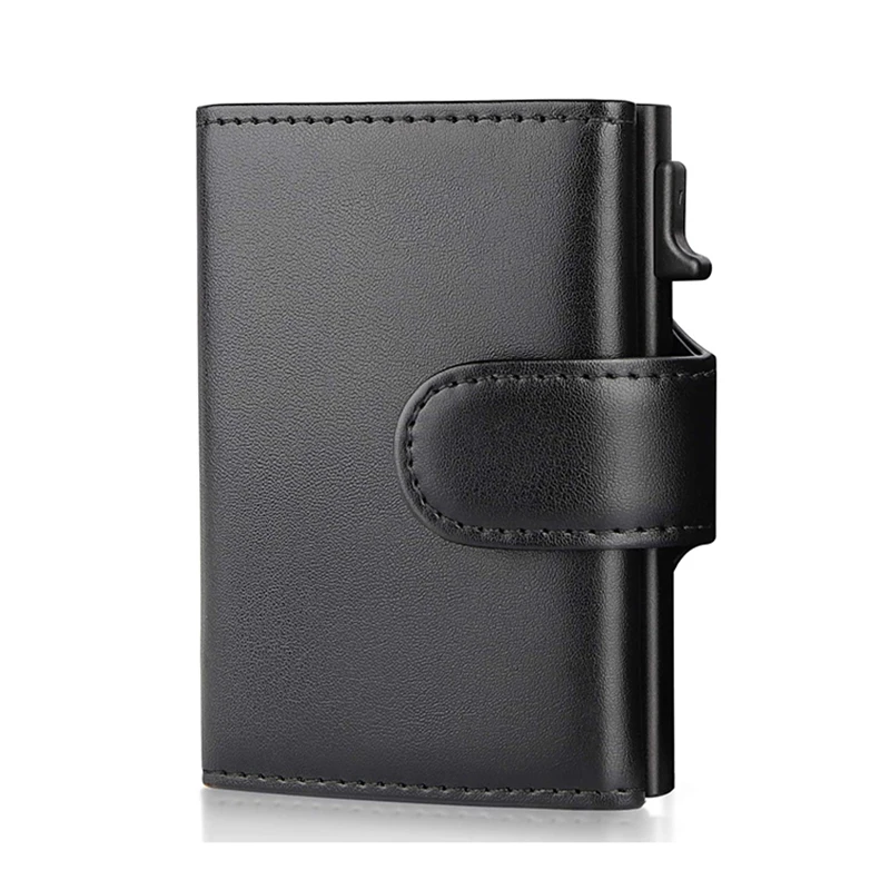 22 Fashion Aluminum Credit Card Wallet RFID Blocking Trifold Smart Men Wallets 100% Genuine Leather Slim With Coin Pocket