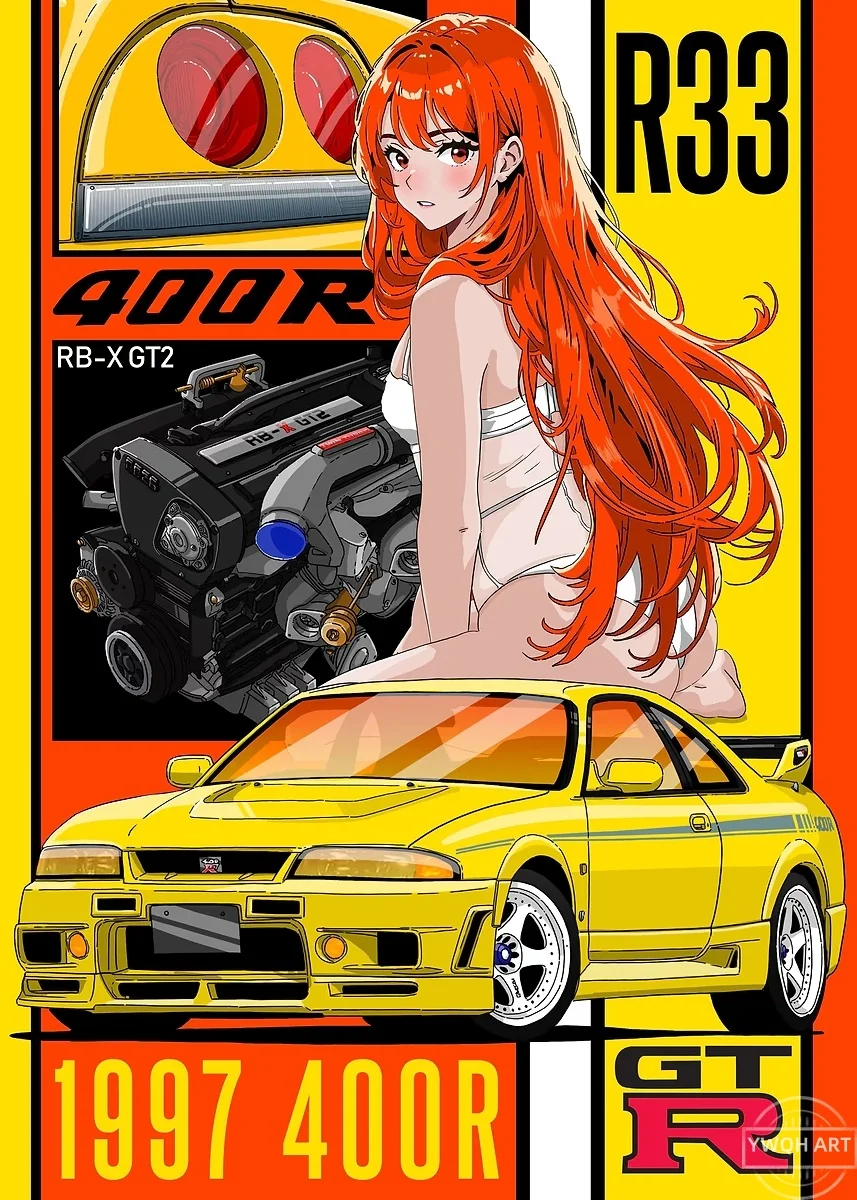 

Печать на холсте мультфильм аниме девушка автомобиль