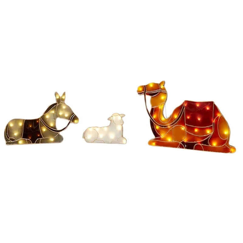 

Рождественская открытка для украшения сада на открытом воздухе, пасхальное украшение для газона, двора, осла, верблюда и овцы