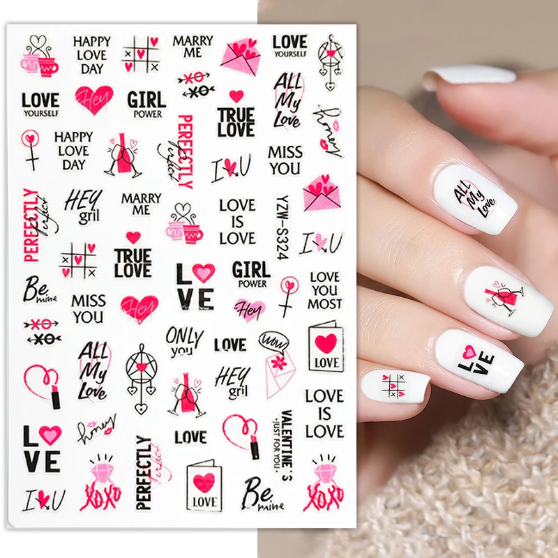 

DJBS 1 лист розовый маникюрный дизайн ногтей с сердечками