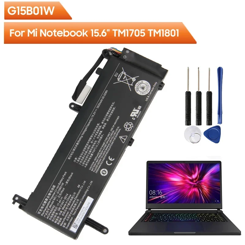 Сменный аккумулятор G15B01W для ноутбука Xiaomi Mi 15 6 дюйма TM1705 TM1801 GTX1050Ti/1060 171502 -AK/AN/AA/I 3620