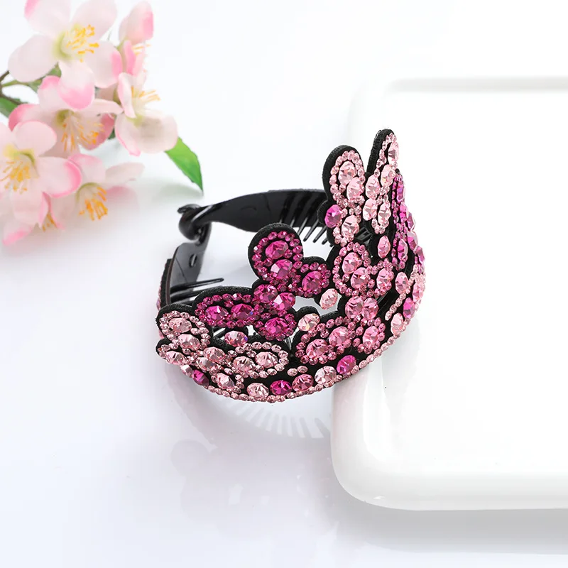 

New Sweet Butterfly Hair Clip Fashion Crystal Retro Cute Crown Rhinestone Horsetail Clip for Women Exquisite Hair Accessories