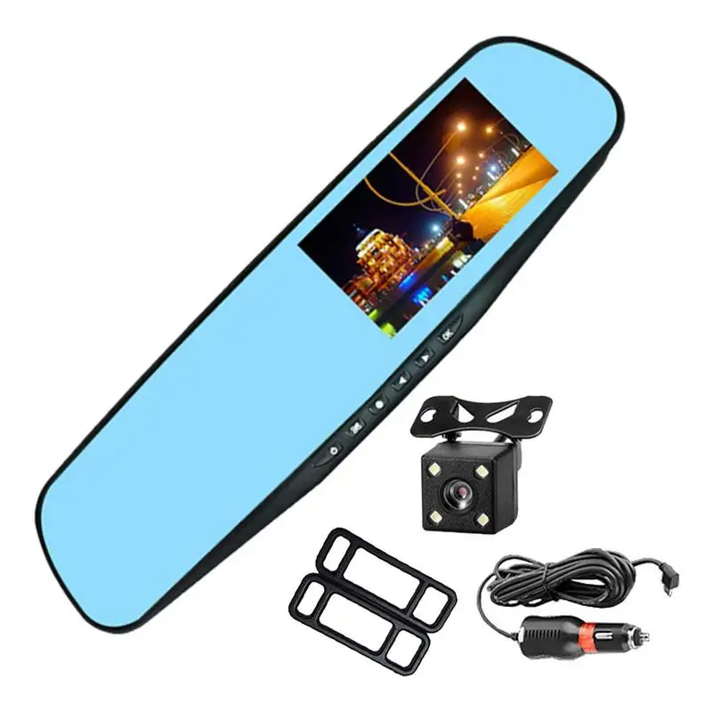 

Front And Rear Mirror Dash Cam Front And Rear View Hd 1080P Dual Cameras Mirror Dash Cam Driving Recorder Parking Assistance Car