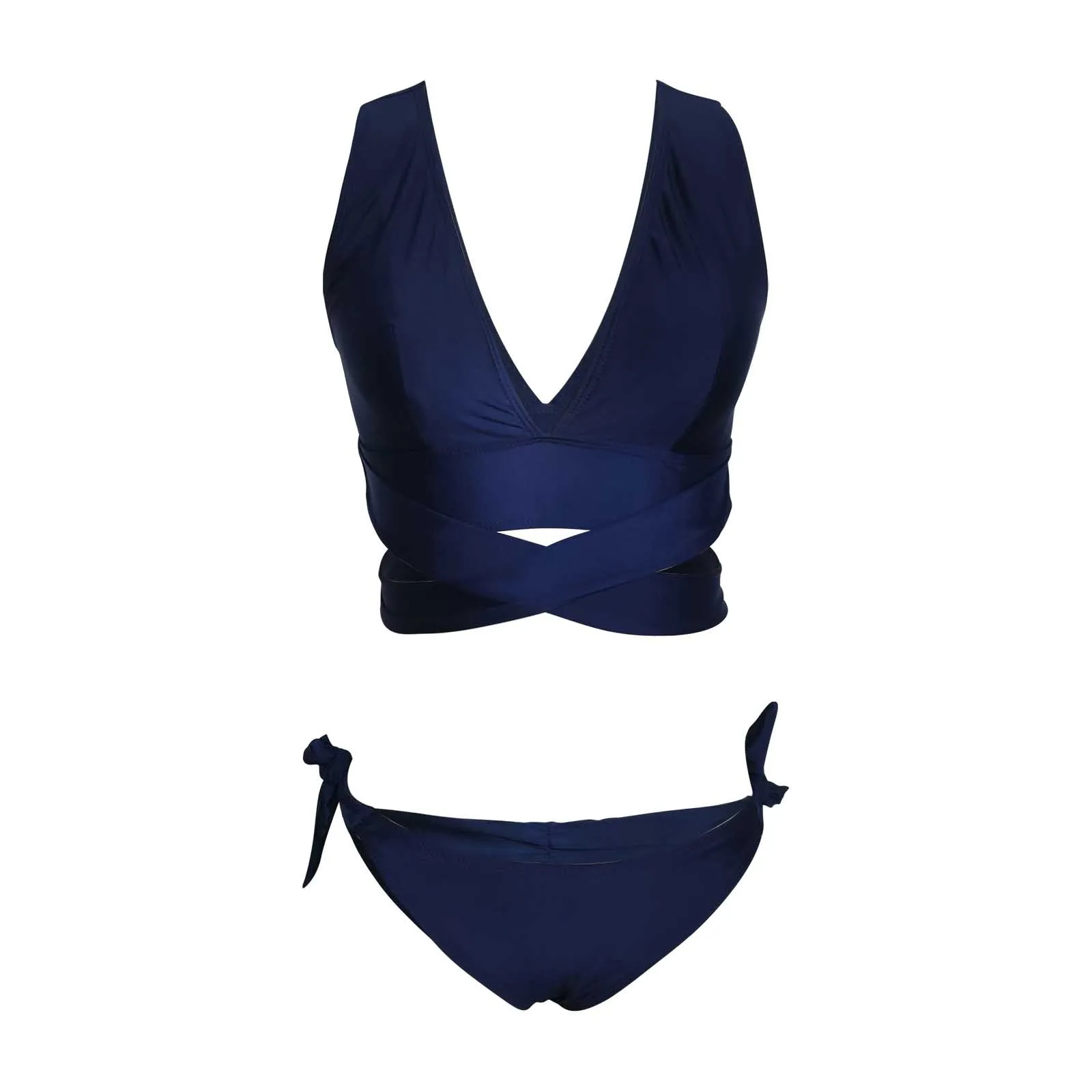 

Swimsuit for Women Solid Color Two-Piece Split Bathing Suit High Waist Cross Sexy Wrap Tummy Control Swimwears Swimsuit bikini