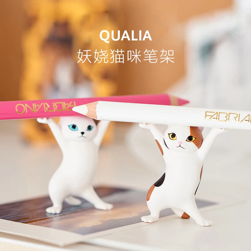 

Japan Enchanting Cat Pen Holder Small Ornaments Stationery Collection Animals Office Desk Decoration Office Decoration Figurine