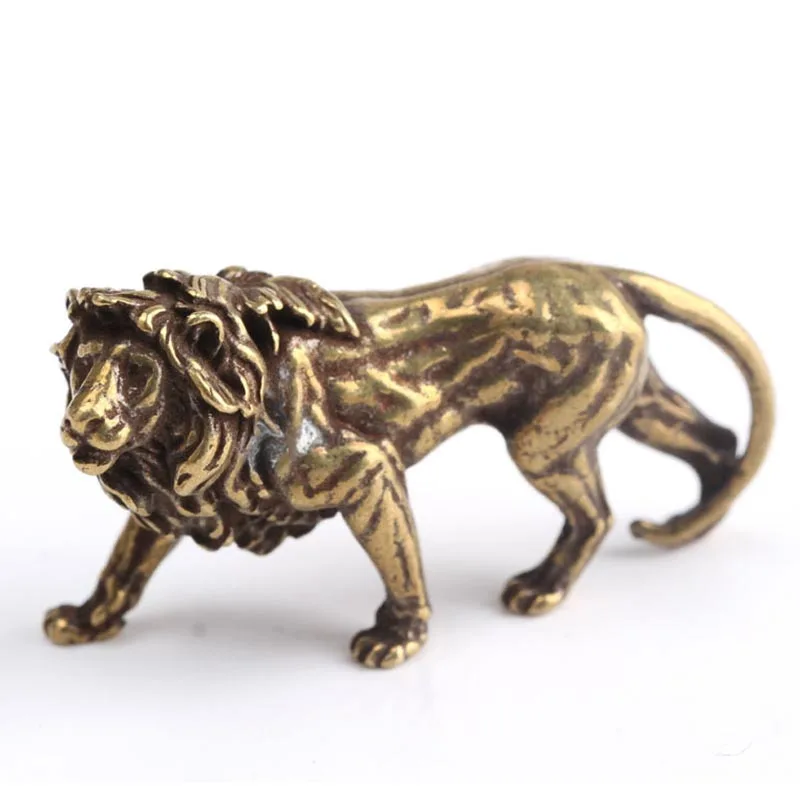 

Copper Majestic Lion King Miniatures Figurines Vintage Craft Ornament Desk Decor Mighty And Vivid Lion Collect Ornaments