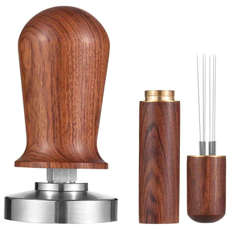 

51Mm Espresso Tamper & Stirrer Set With Wooden Handle Press And WDT Tool Replacement Parts For Espresso Machine Accessories