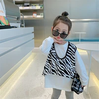 girls blouse suits sweatshirts vest sets kids zebra spring autumn teenagers tracksuits formal outfits sport children clothing