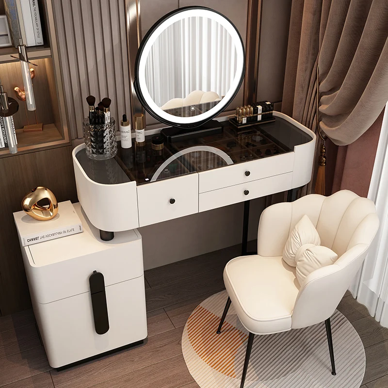 

Drawer Luxury Dressing Table Mirror Chair Bedroom Dressing Table Brown Multifunctional Tocador Maquillaje Bedroom Furniture