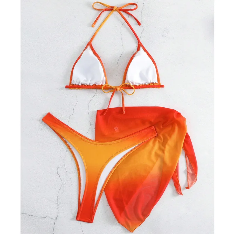 Сексуальные бикини с градиентом женские купальники женский купальник из трех