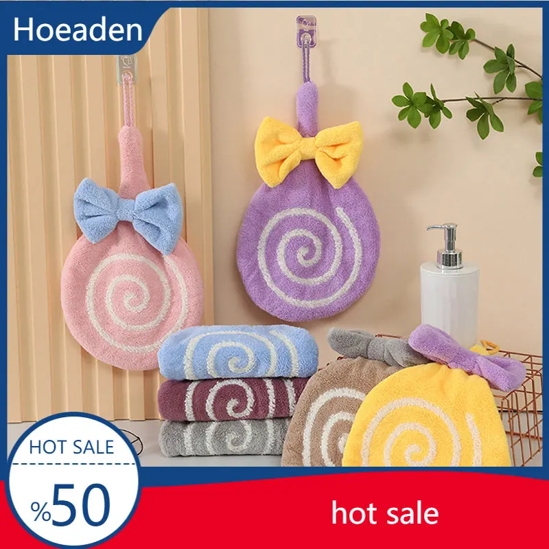 

Hanging Hand Towel Kitchen Bathroom Soft Cute Cartoon Hand Towel Fast Absorbent Coral Fleece Hand Towel