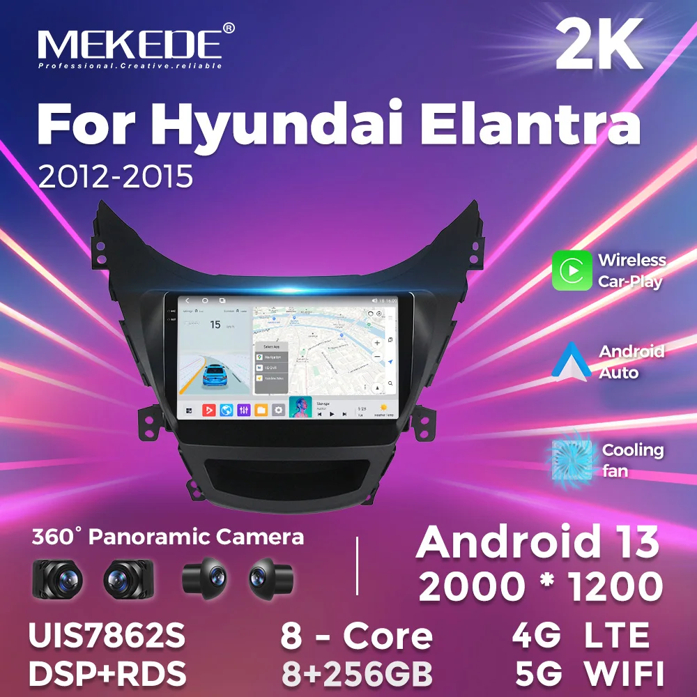 MEKEDE Android 13 для Hyundai Elantra 2012-2015 автомобильный радиоприемник мультимедийный
