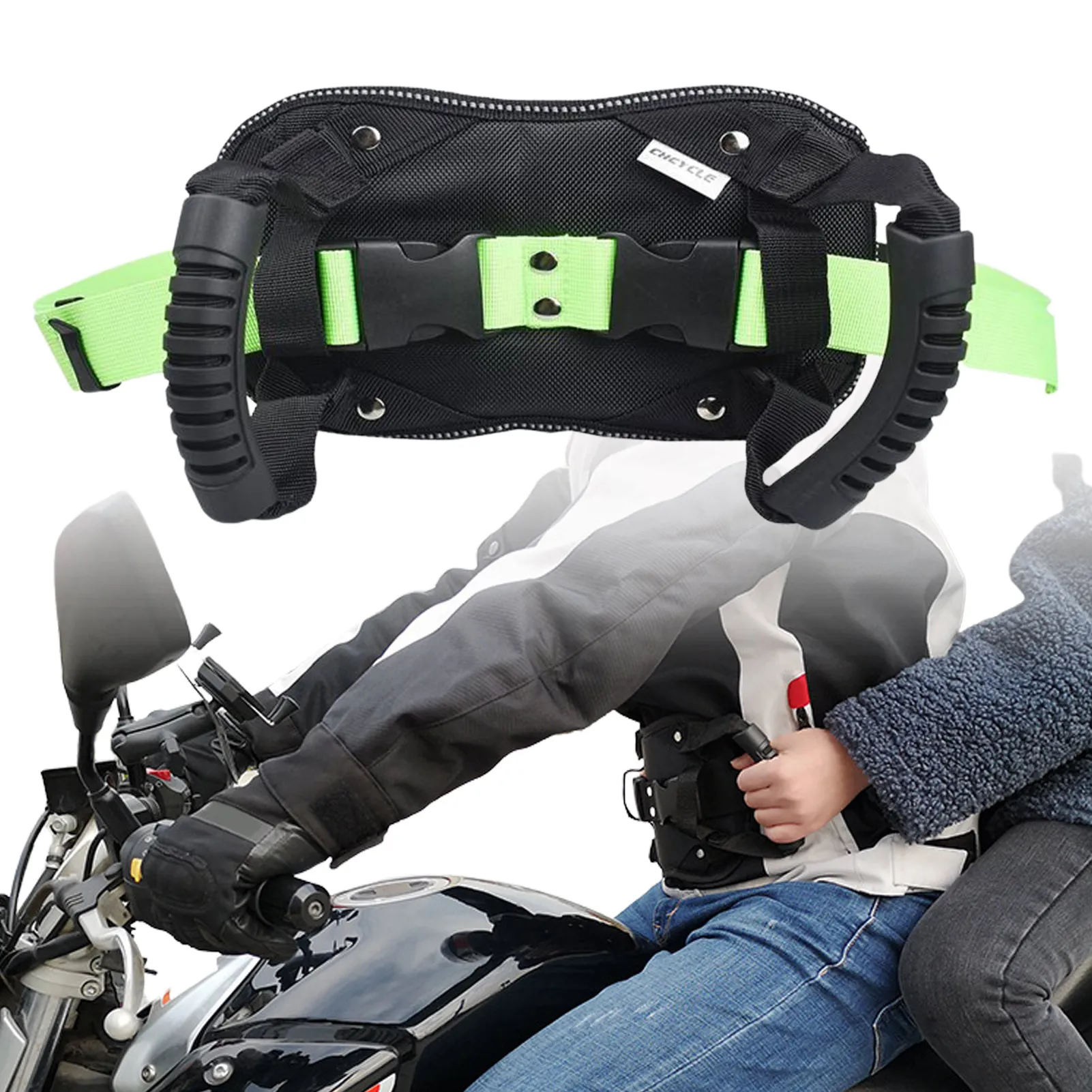 

Motorcycle Rear Seat Passenger Grip Handle Passenger Safety Belt Safe Driving With Reflective Design Non-Slip Seat Strap For Kid