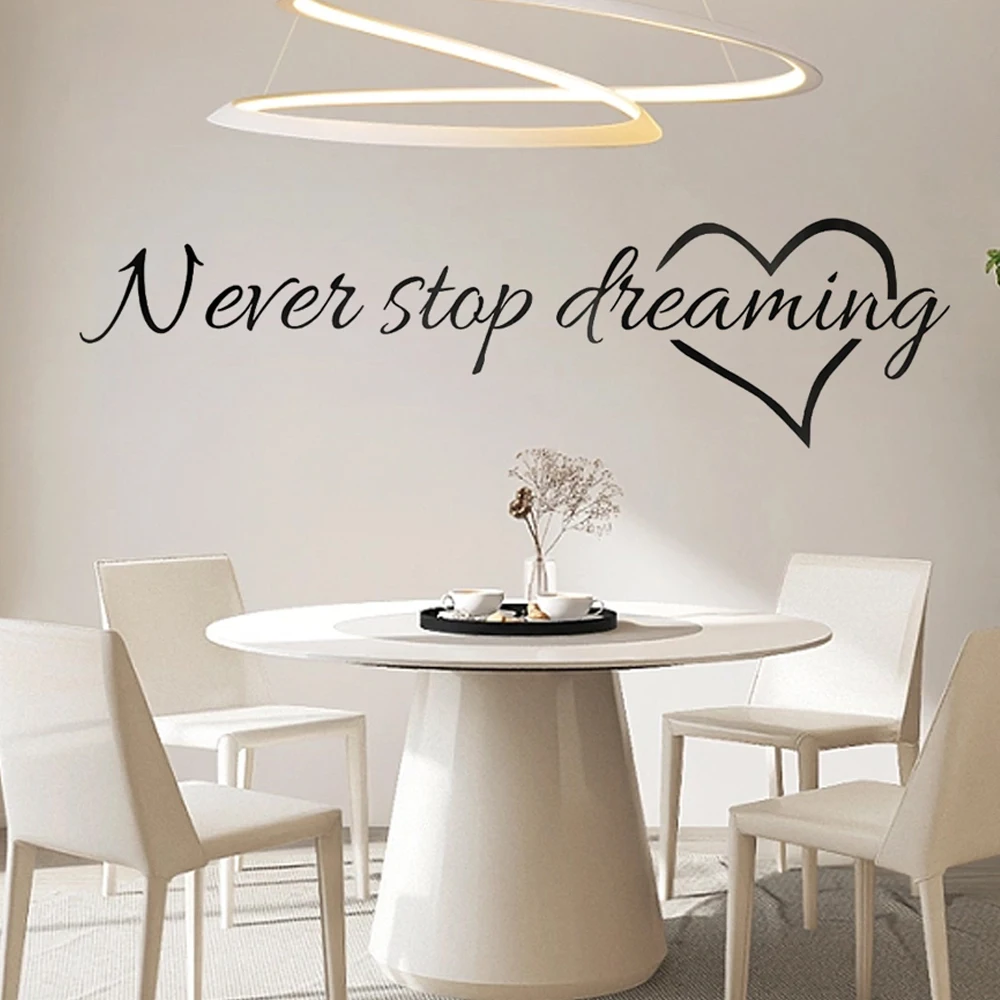 Никогда не прекращайте мечтать, Вдохновляющие наклейки на стену в виде двух сердец, домашний декор, наклейка для спальни, подарки друзьям, наклейки на стену для офиса