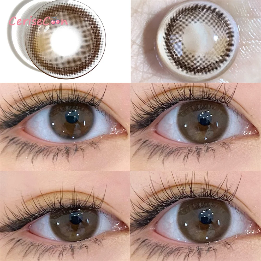 

CherryCon Rouge Brown Contact Lenses Colored yearly Soft for Eyes small beautiful pupil Contact Lens Myopia degrees2pcs/Pair