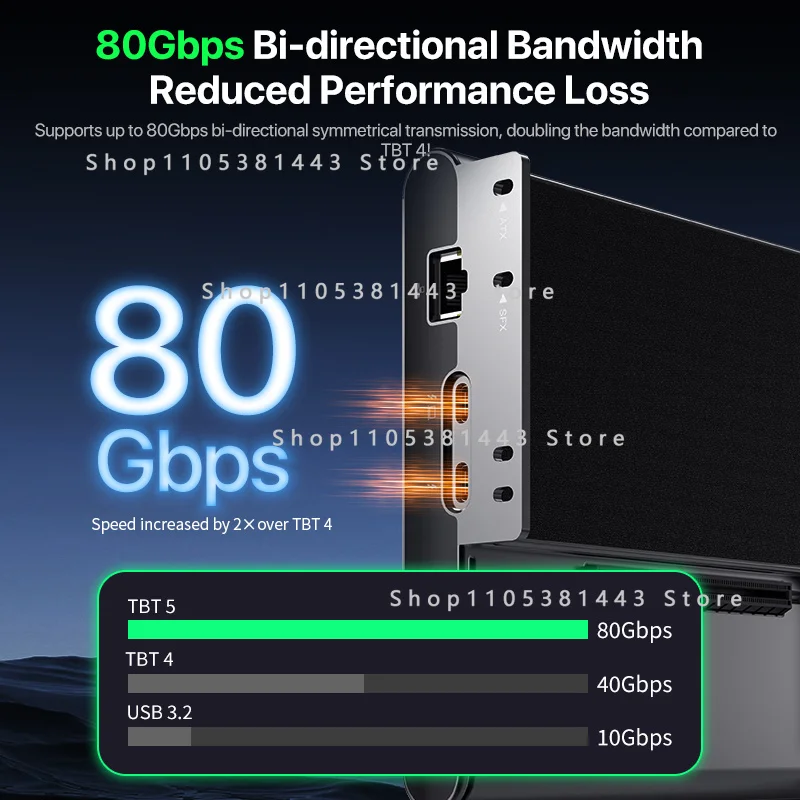 Фото Док-станция Thunderbolt 5 с разъемом для M.2 SSD, внешний док-станция для ноутбука с поддержкой внешней видеокарты, USB3.2*1, LAN*1, интерфейс PCIEX16 №4