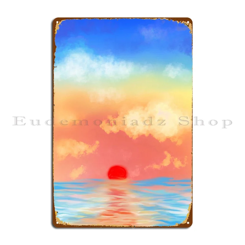 

Sun At Horizon Metal Sign Decoration Club Designing Printed Living Room Tin Sign Poster