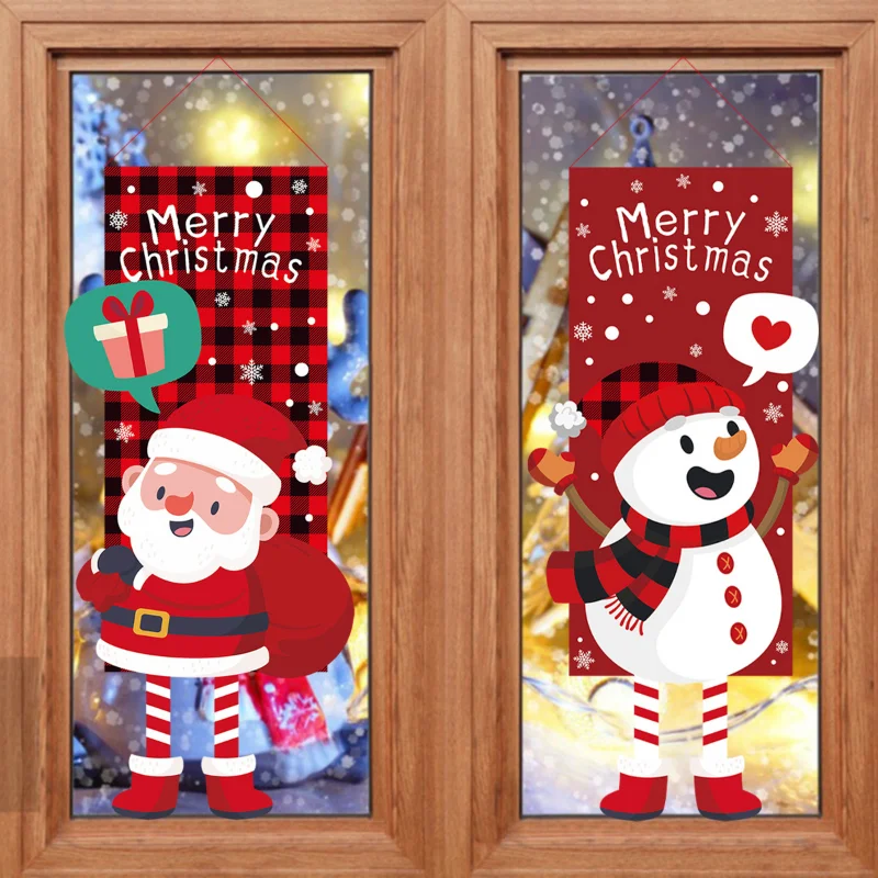

2023 Happy New Year Merry Christmas Porch Door Banner Kerst Christmas Decoration for Home Xmas Hanging Ornament Navidad 2024
