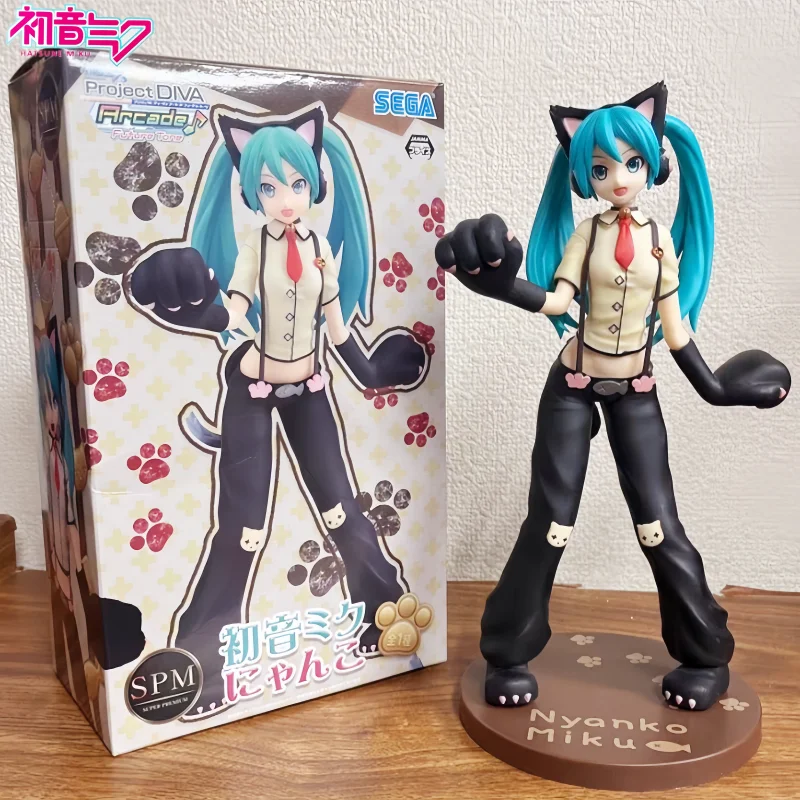 Фото Оригинал в наличии Sega Spm Vocaloid Hatsune Miku Project Diva Cat версия ПВХ фигурка модель коллекция подарок украшение для рабочего стола №1