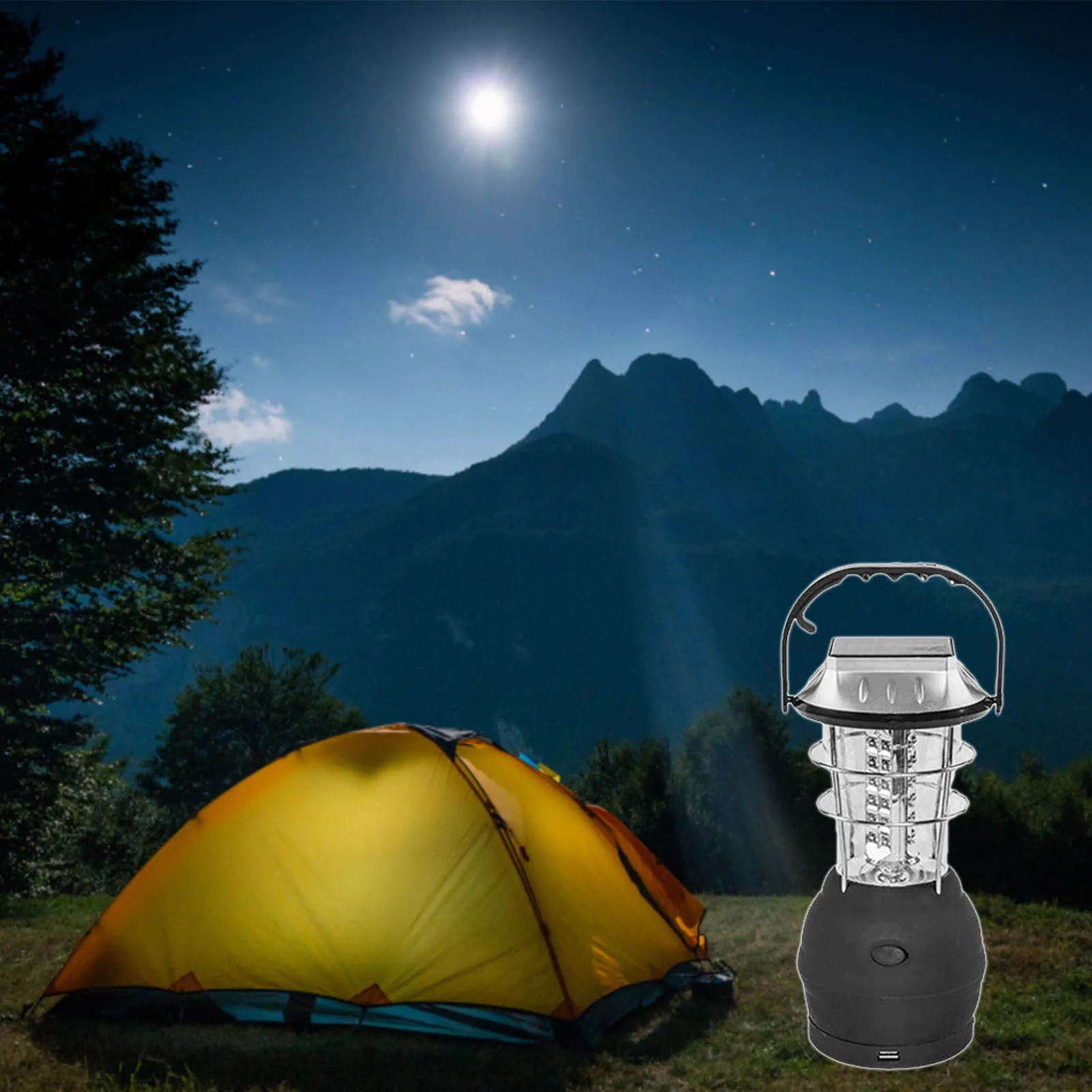 

36 LED Solar Lantern With 5 Rechargeable Modes 36LED Camping Lantern RechargeableHand Crank Dynamos Emergency Light With 5