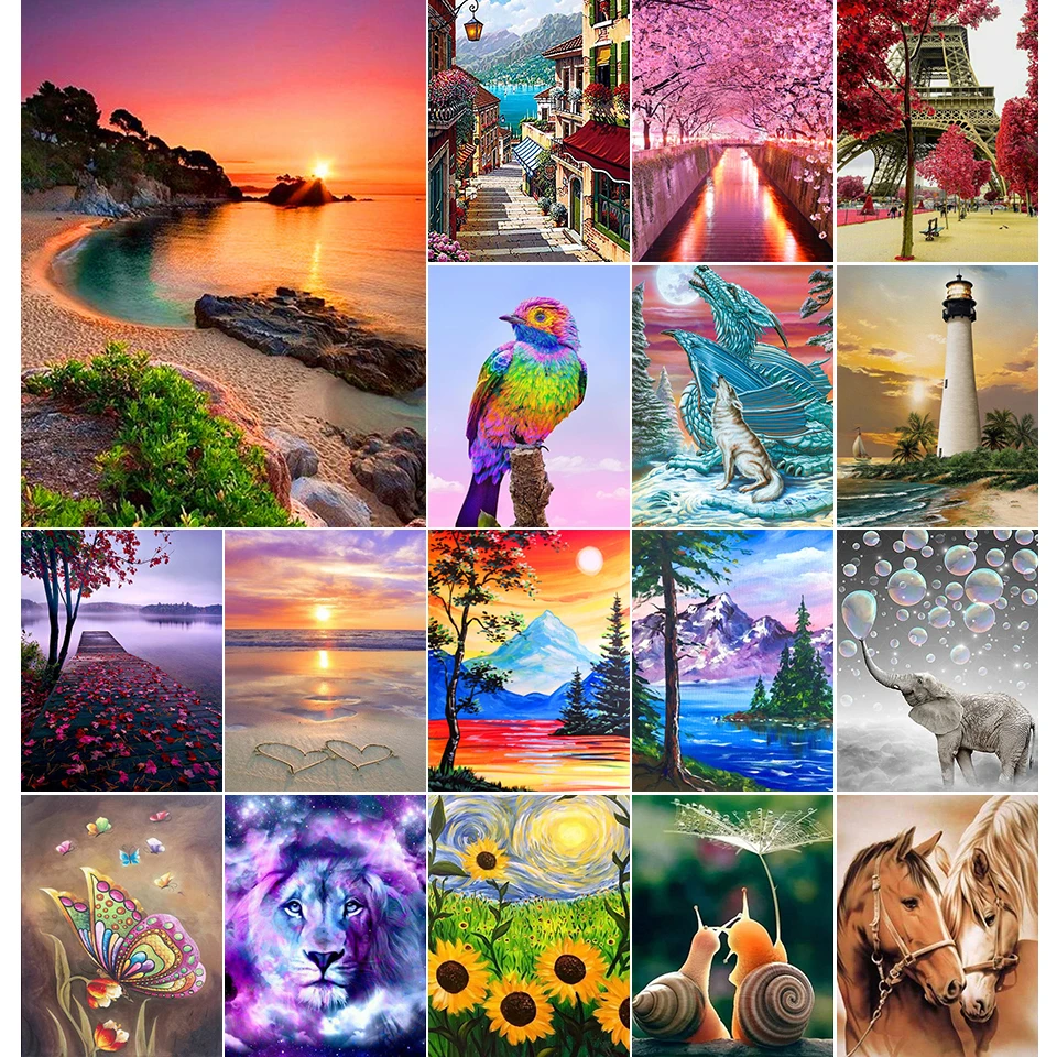 

5D DIY Diamond Painting Flowers Landscape Cross Stitch Kit Full Drill Embroidery Animals Horse Mosaic Art Picture of Rhinestones