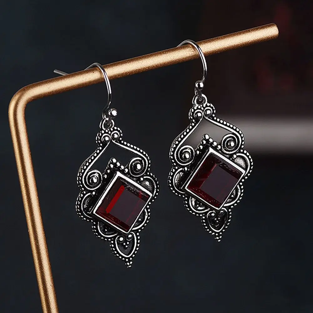 

Women Red Agate Dangle Hook Earrings Wedding Jewelry Gifts