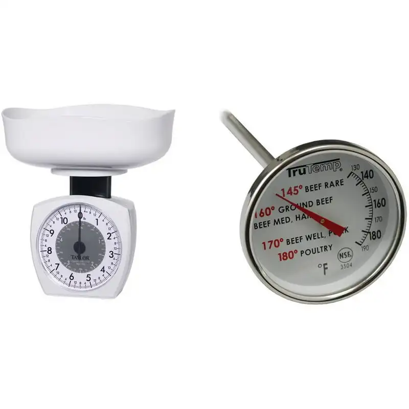

Stainless Steel Kitchen Food Scale 11lb & 3504 Dial Meat Thermometer